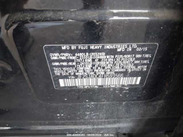 Photo 8 VIN: JF2SJADC4FH593566 - SUBARU FORESTER 