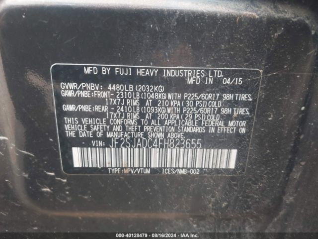 Photo 8 VIN: JF2SJADC4FH823655 - SUBARU FORESTER 