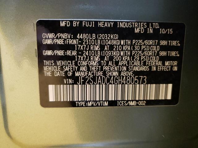 Photo 12 VIN: JF2SJADC4GH480573 - SUBARU FORESTER 2 