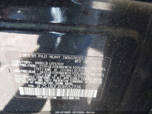 Photo 8 VIN: JF2SJADC4GH552226 - SUBARU FORESTER 