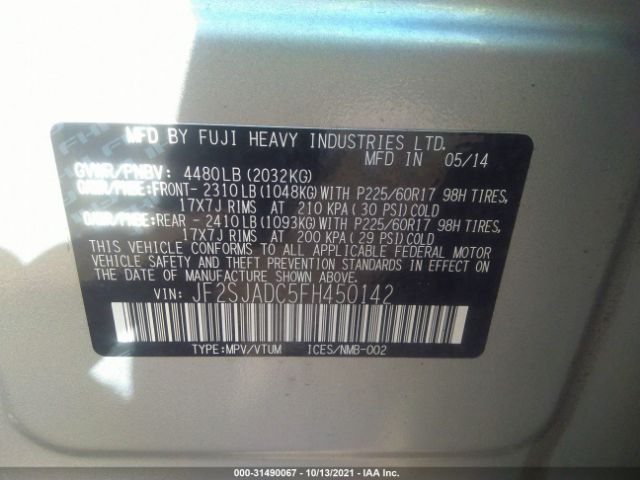 Photo 8 VIN: JF2SJADC5FH450142 - SUBARU FORESTER 