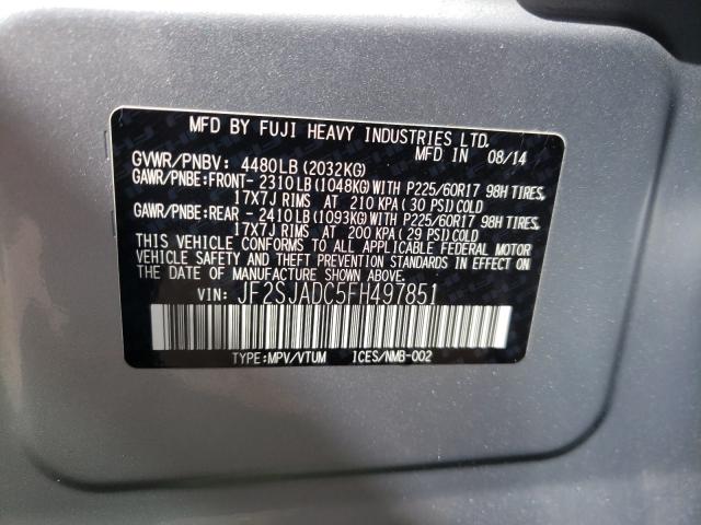 Photo 9 VIN: JF2SJADC5FH497851 - SUBARU FORESTER 