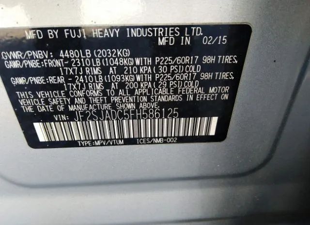 Photo 8 VIN: JF2SJADC5FH586125 - SUBARU FORESTER 