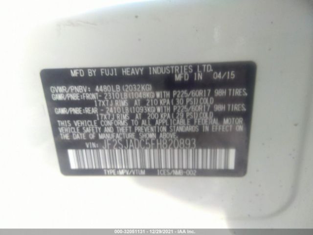 Photo 8 VIN: JF2SJADC5FH820893 - SUBARU FORESTER 