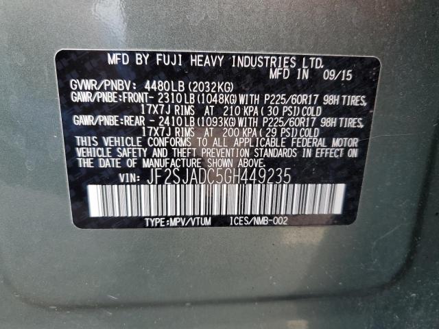 Photo 12 VIN: JF2SJADC5GH449235 - SUBARU FORESTER 2 