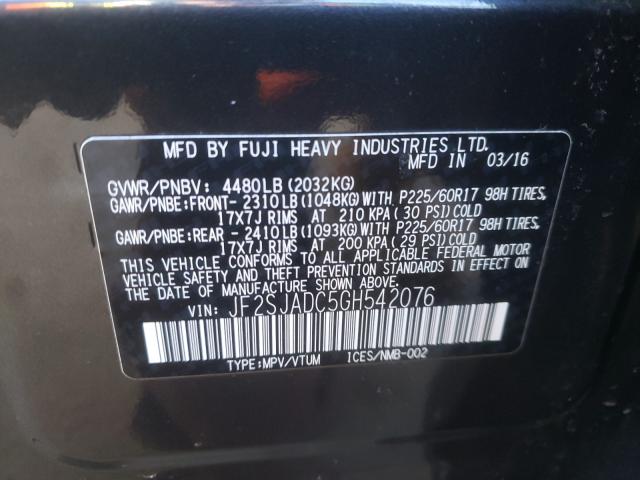 Photo 9 VIN: JF2SJADC5GH542076 - SUBARU FORESTER 2 