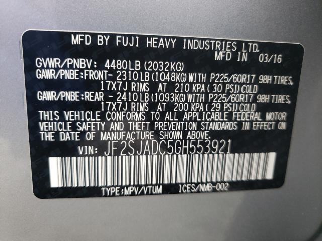 Photo 9 VIN: JF2SJADC5GH553921 - SUBARU FORESTER 2 