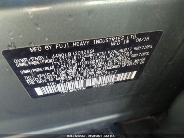 Photo 8 VIN: JF2SJADC5GH562327 - SUBARU FORESTER 