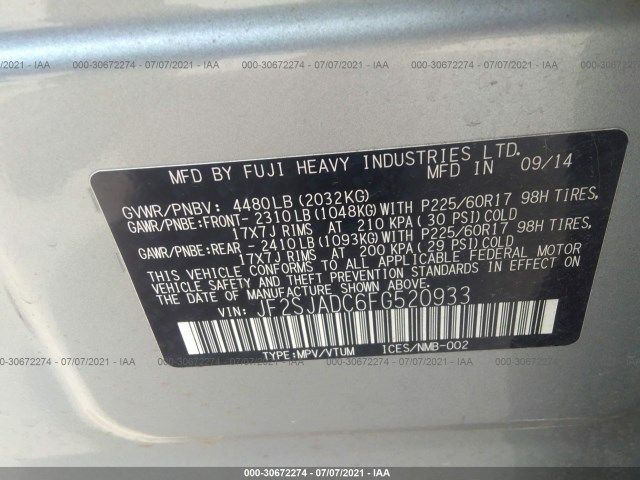 Photo 8 VIN: JF2SJADC6FG520933 - SUBARU FORESTER 