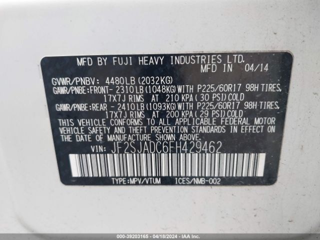 Photo 8 VIN: JF2SJADC6FH429462 - SUBARU FORESTER 