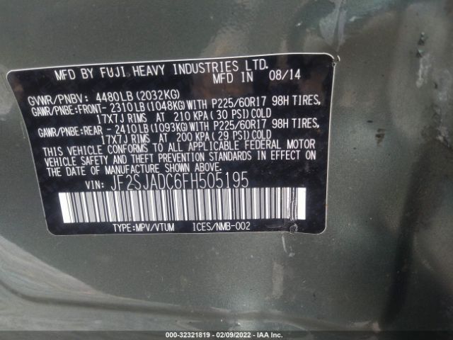 Photo 8 VIN: JF2SJADC6FH505195 - SUBARU FORESTER 