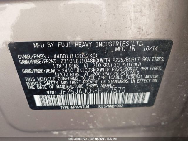 Photo 8 VIN: JF2SJADC6FH527570 - SUBARU FORESTER 