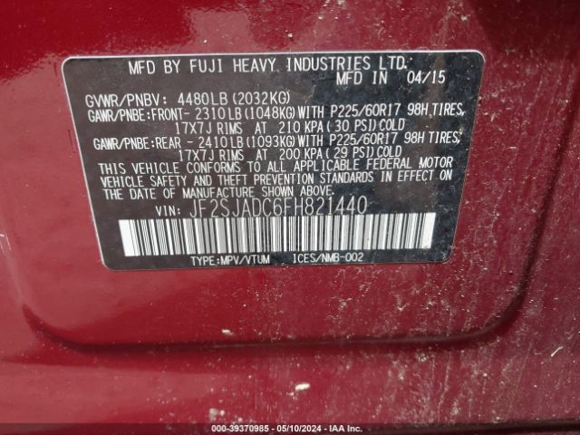 Photo 8 VIN: JF2SJADC6FH821440 - SUBARU FORESTER 