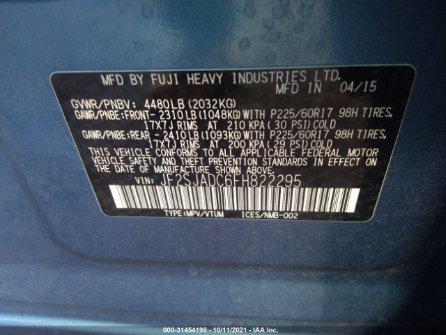 Photo 8 VIN: JF2SJADC6FH822295 - SUBARU FORESTER 