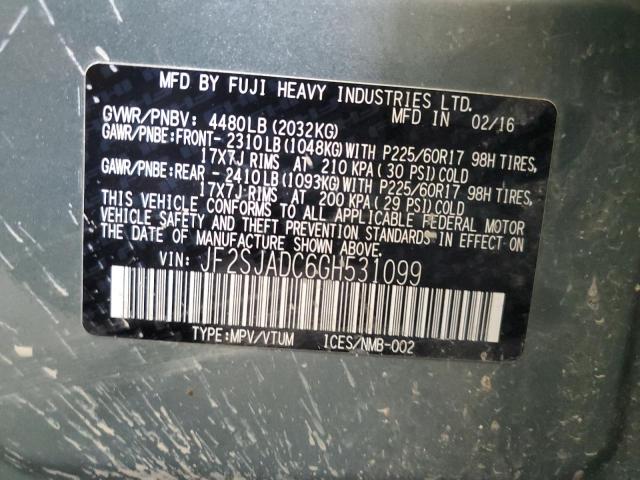 Photo 12 VIN: JF2SJADC6GH531099 - SUBARU FORESTER 