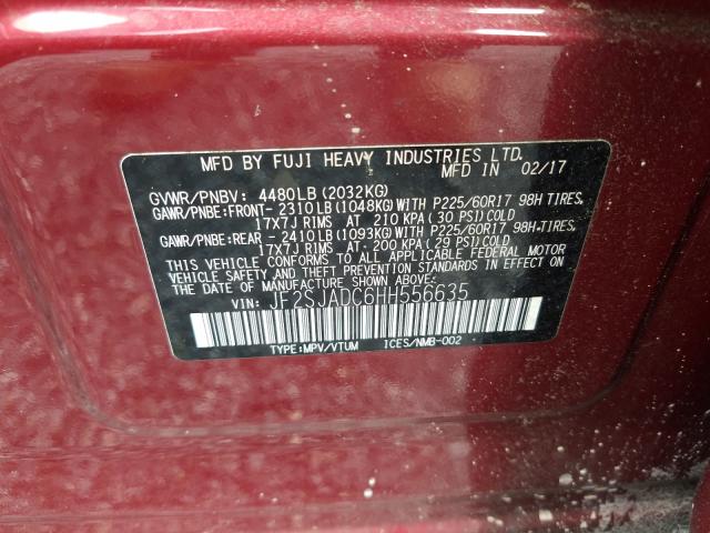 Photo 9 VIN: JF2SJADC6HH556635 - SUBARU FORESTER 2 