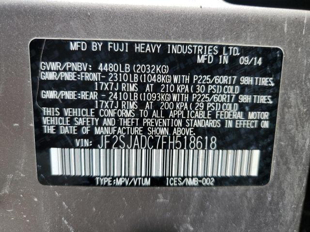 Photo 12 VIN: JF2SJADC7FH518618 - SUBARU FORESTER 