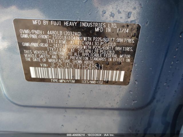 Photo 8 VIN: JF2SJADC7FH548511 - SUBARU FORESTER 