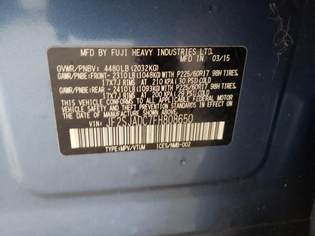 Photo 9 VIN: JF2SJADC7FH808650 - SUBARU FORESTER 2 