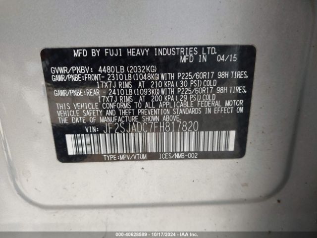 Photo 8 VIN: JF2SJADC7FH817820 - SUBARU FORESTER 