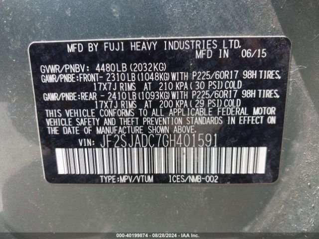 Photo 8 VIN: JF2SJADC7GH401591 - SUBARU FORESTER 