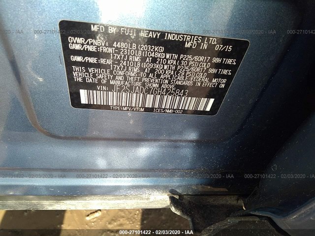 Photo 8 VIN: JF2SJADC7GH425843 - SUBARU FORESTER 