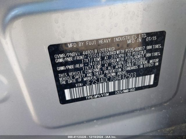 Photo 8 VIN: JF2SJADC7GH432503 - SUBARU FORESTER 