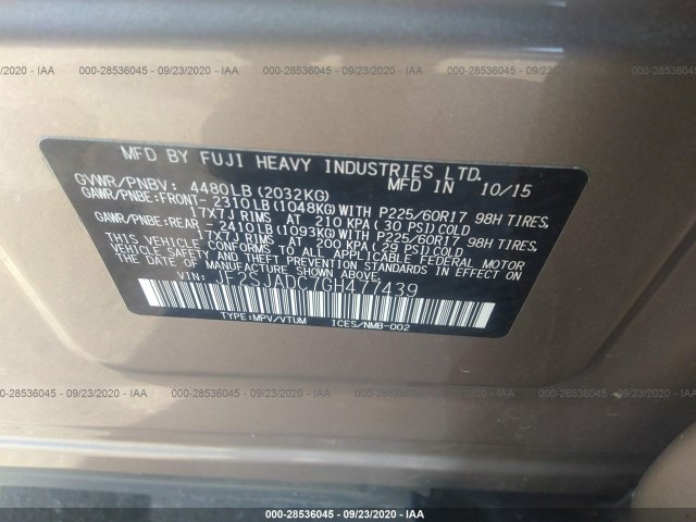 Photo 8 VIN: JF2SJADC7GH477439 - SUBARU FORESTER 