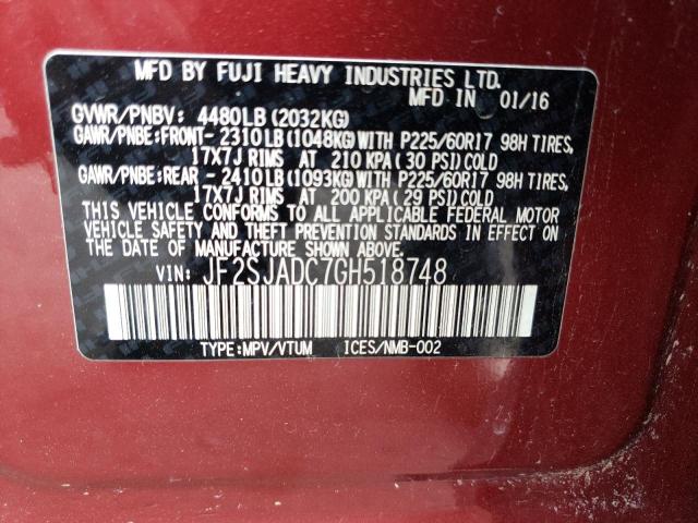 Photo 12 VIN: JF2SJADC7GH518748 - SUBARU FORESTER 2 