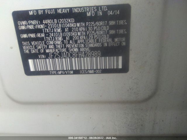 Photo 8 VIN: JF2SJADC8FH428989 - SUBARU FORESTER 