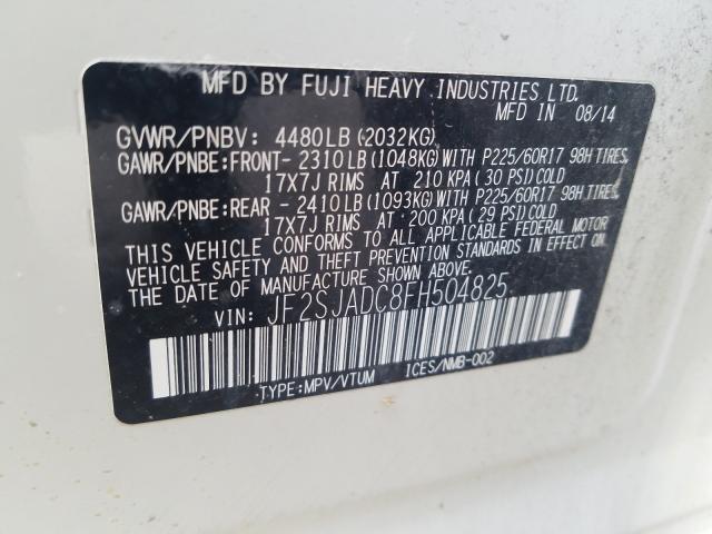 Photo 9 VIN: JF2SJADC8FH504825 - SUBARU FORESTER 2 