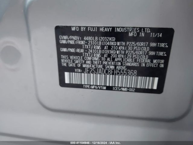 Photo 8 VIN: JF2SJADC8FH555368 - SUBARU FORESTER 