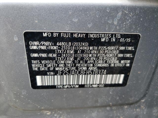 Photo 9 VIN: JF2SJADC8FH578374 - SUBARU FORESTER 2 