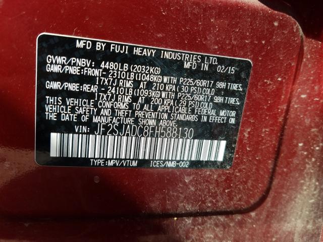 Photo 9 VIN: JF2SJADC8FH588130 - SUBARU FORESTER 2 