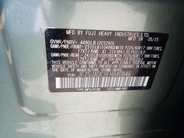 Photo 9 VIN: JF2SJADC8FH840846 - SUBARU FORESTER 