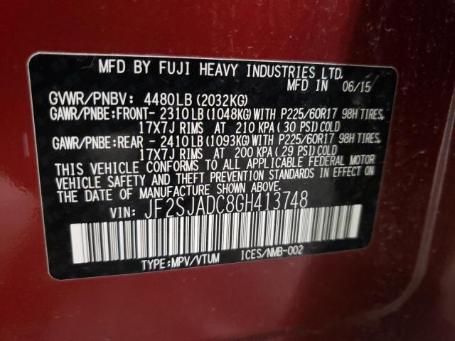 Photo 9 VIN: JF2SJADC8GH413748 - SUBARU FORESTER 2 