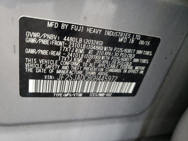 Photo 9 VIN: JF2SJADC8GH445972 - SUBARU FORESTER 