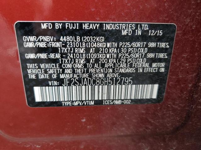 Photo 12 VIN: JF2SJADC8GH512795 - SUBARU FORESTER 