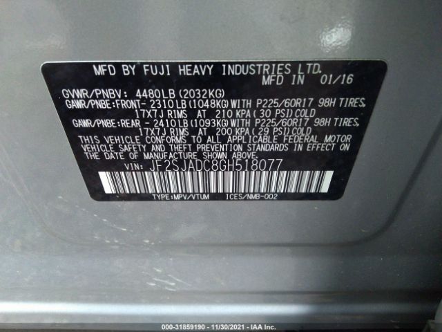 Photo 8 VIN: JF2SJADC8GH518077 - SUBARU FORESTER 