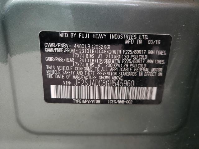 Photo 9 VIN: JF2SJADC8GH545960 - SUBARU FORESTER 2 