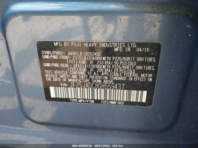 Photo 8 VIN: JF2SJADC8GH559437 - SUBARU FORESTER 