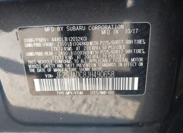 Photo 8 VIN: JF2SJADC8JH490658 - SUBARU FORESTER 