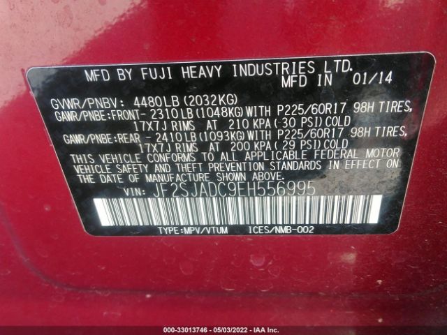 Photo 8 VIN: JF2SJADC9EH556995 - SUBARU FORESTER 