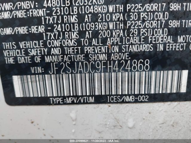 Photo 8 VIN: JF2SJADC9FH424868 - SUBARU FORESTER 