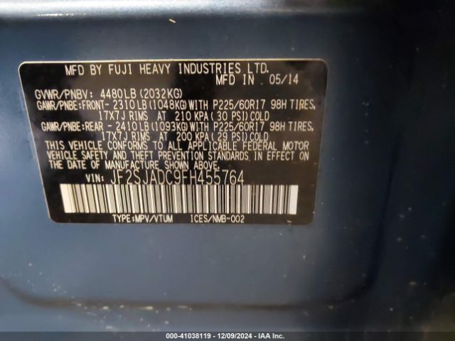 Photo 8 VIN: JF2SJADC9FH455764 - SUBARU FORESTER 