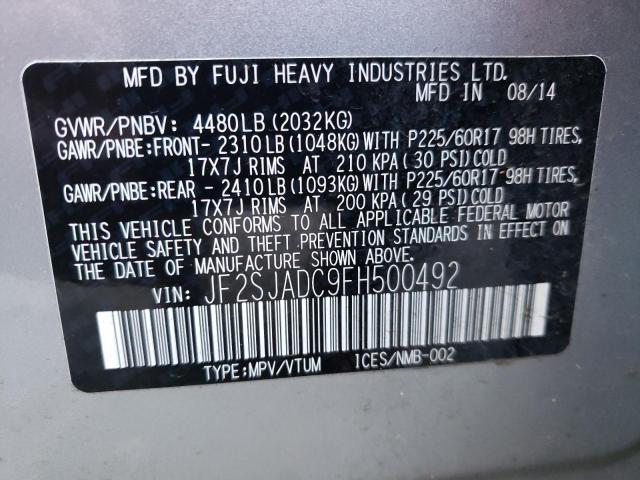 Photo 9 VIN: JF2SJADC9FH500492 - SUBARU FORESTER 2 