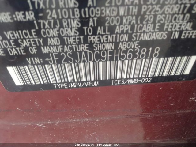 Photo 8 VIN: JF2SJADC9FH563818 - SUBARU FORESTER 