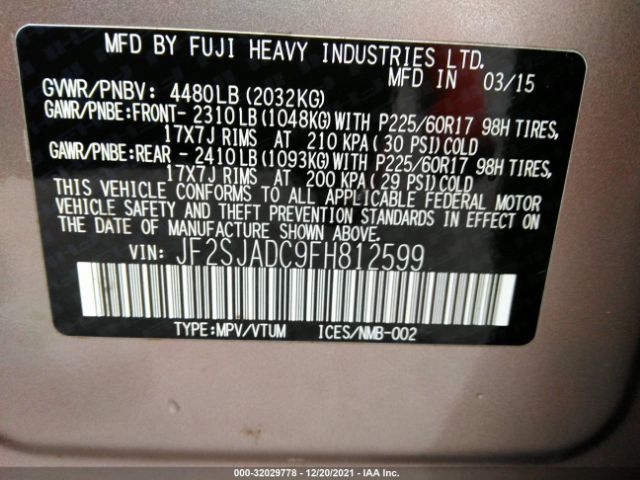 Photo 8 VIN: JF2SJADC9FH812599 - SUBARU FORESTER 