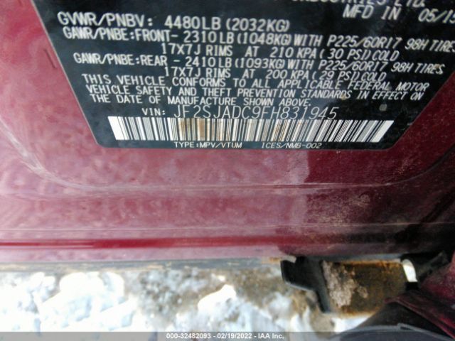 Photo 8 VIN: JF2SJADC9FH831945 - SUBARU FORESTER 