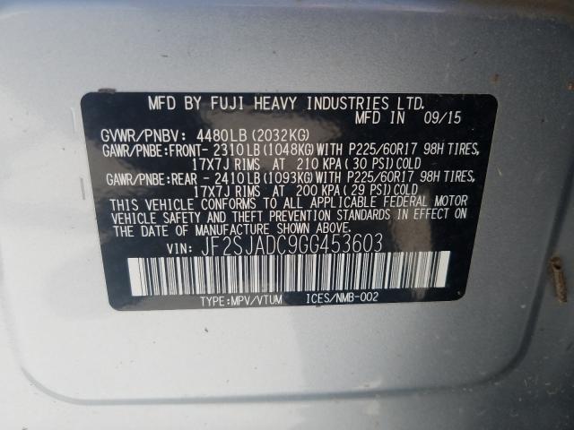 Photo 9 VIN: JF2SJADC9GG453603 - SUBARU FORESTER 2 